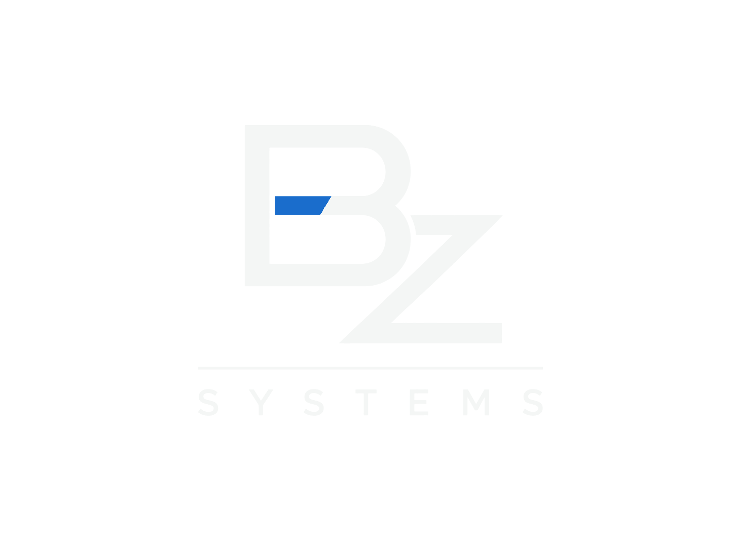 BZ Systems logo, white mark on a black plate